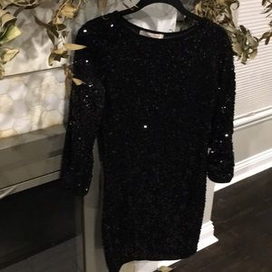 Long Sleeve Black Sequin NYE or Bachelorette Dress